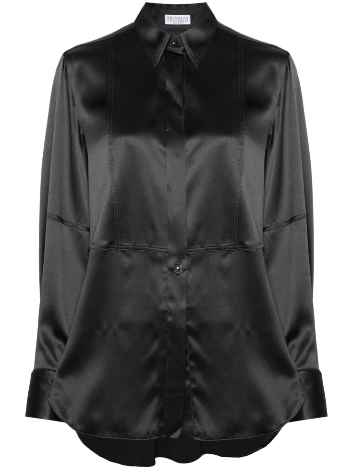 

Brunello Cucinelli атласная рубашка с длинными рукавами, серый