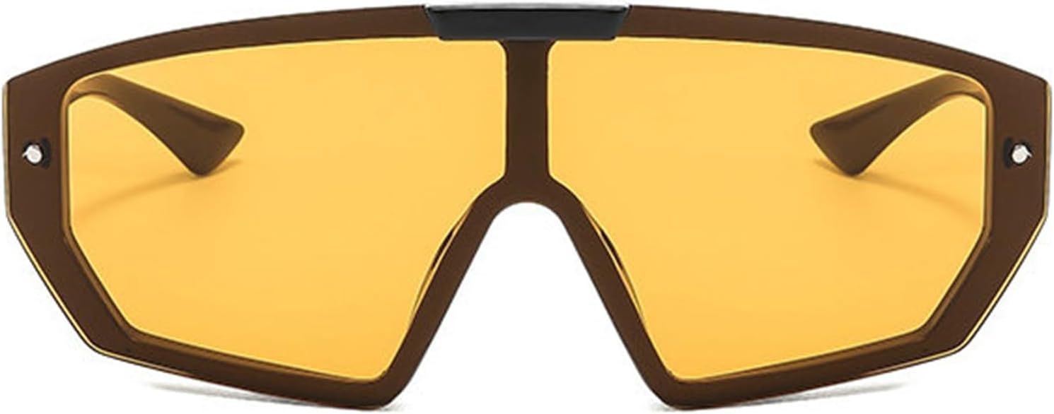 

Willochra One Piece Роскошные дизайнерские солнцезащитные очки для мужчин, черные с желтыми линзами, модные солнцезащитные очки большого размера для женщин и унисекс, модель F25, Orange