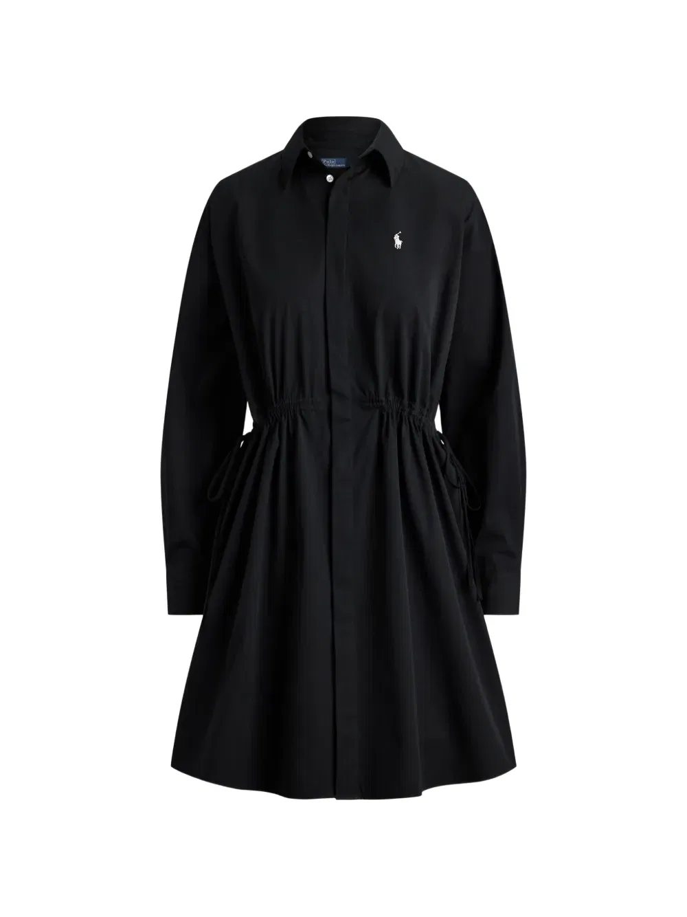 Хлопковое мини-платье с длинными рукавами Polo Ralph Lauren, черный