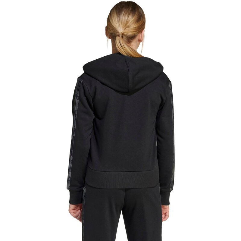 Kapuzensweat 3-стрейфен с анималистическим принтом Adidas, черный — фото 3