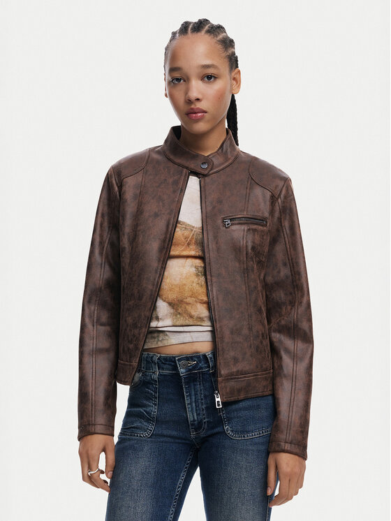 

Кожаная куртка обычного кроя 25SWEW46 Desigual, коричневый