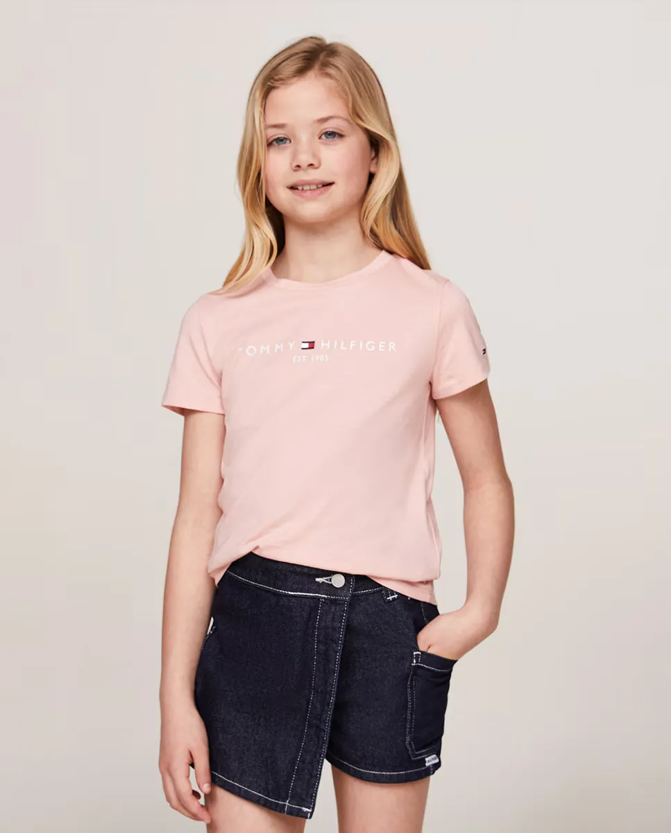 

Футболка для девочки с короткими рукавами и круглым вырезом Tommy Hilfiger, розовый