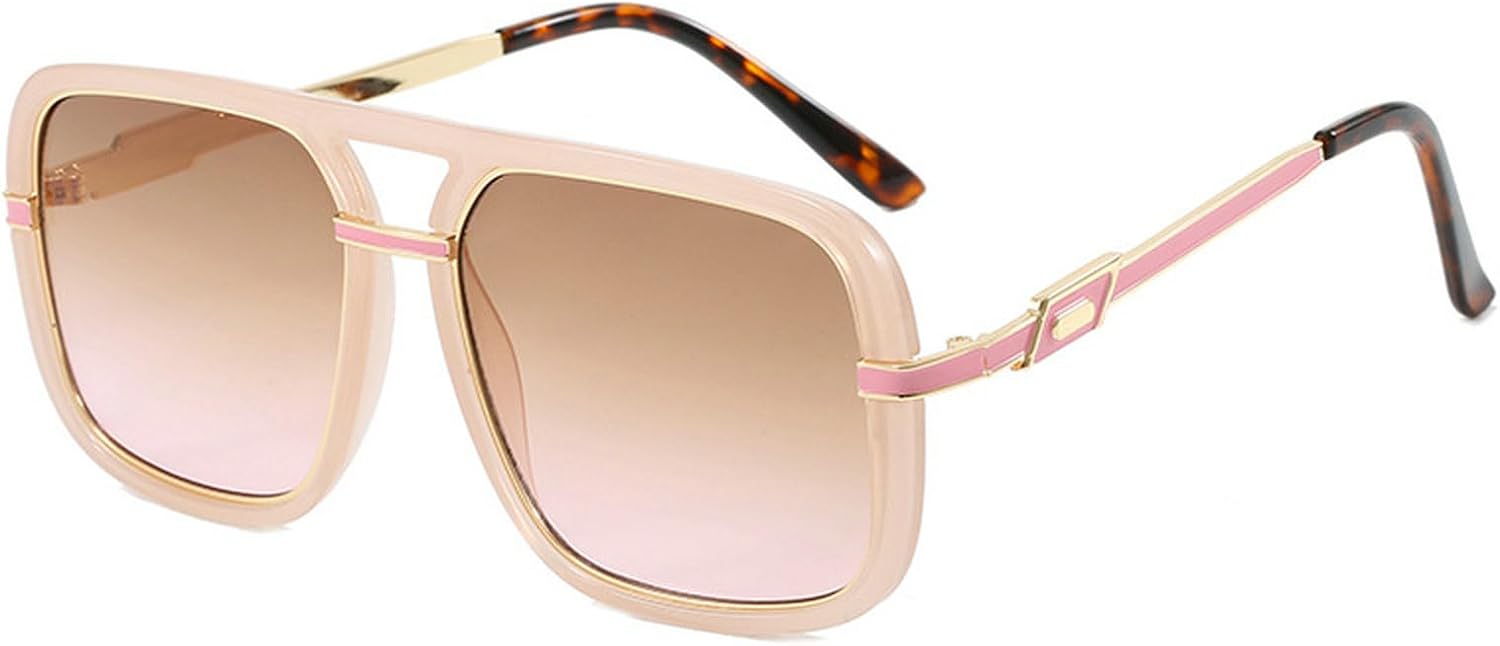 

Ретро-солнцезащитные очки с двойной перемычкой квадратной формы для мужчин, защита от УФ-излучения UV400, модные градиентные солнцезащитные очки для женщин, очки-пилот, металлический корпус mincl, C2