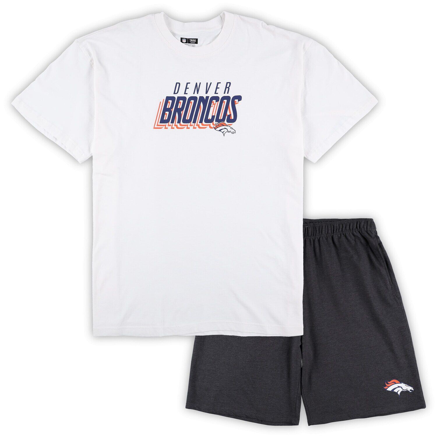 

Мужской комплект из футболки и шорт Concepts Sport белый/угольный Denver Broncos Big & Tall