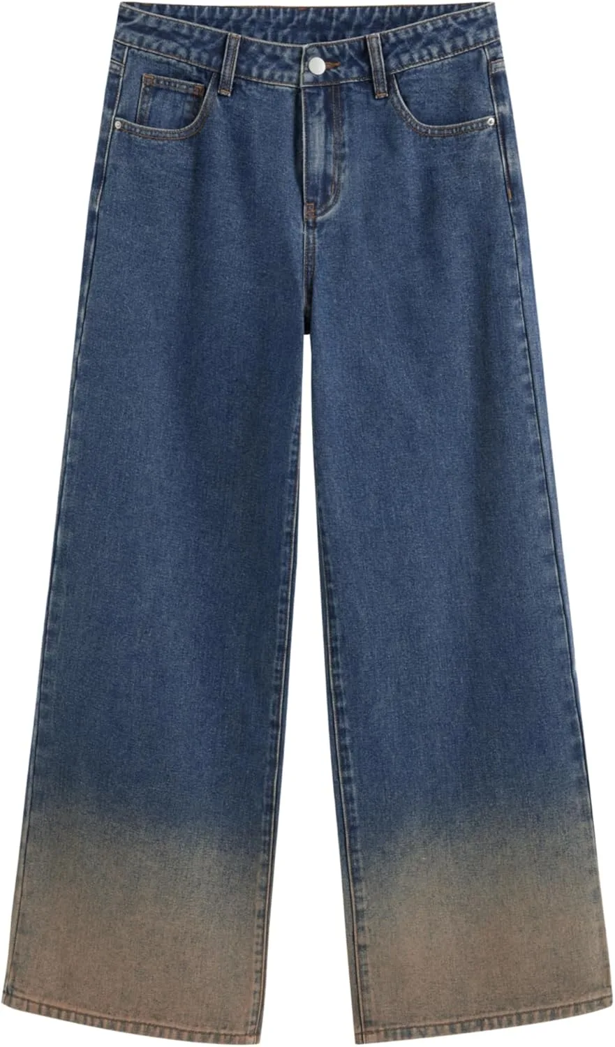 

CIDER Женские мешковатые джинсы Wide Straight Leg High Waisted Color Block Casual Y2k с карманами