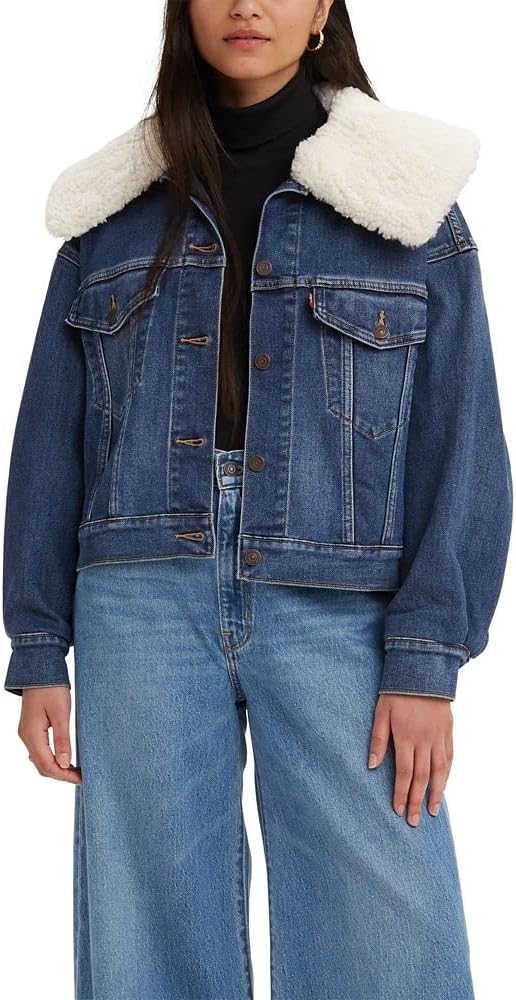 

Levi's Женская премиальная утепленная баббл куртка Trucker, Dark Indigo Worn in