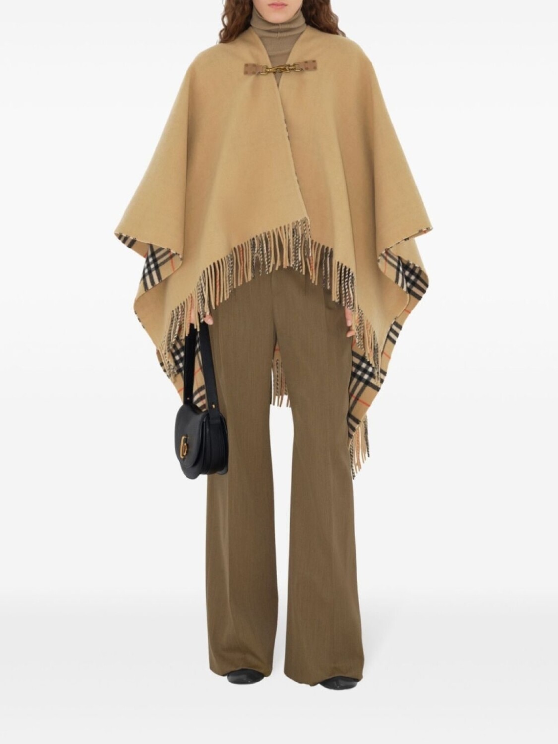 Кейп Burberry, женский, клетчатый, нейтральный цвет — фото 2