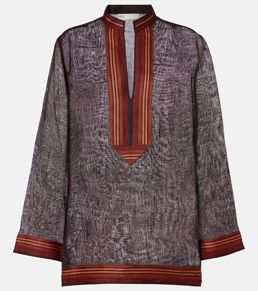 

Прозрачный льняной кафтан Tory Burch, Dark Mocha