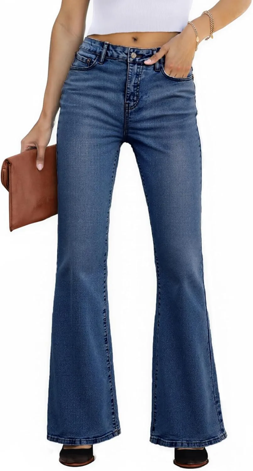 

EMMIOL Flare Jeans для женщин, Mid-High Waist, Bootcut, Stretchy Denim