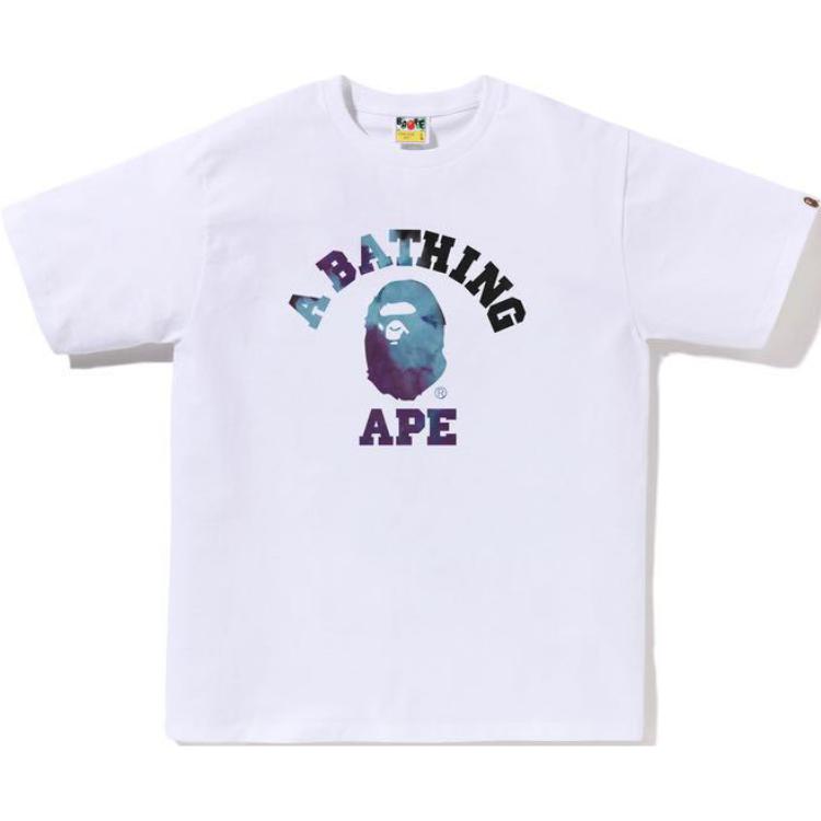 Футболка Bape с тай-дай эффектом A BATHING APE, бело-фиолетовая — фото 3
