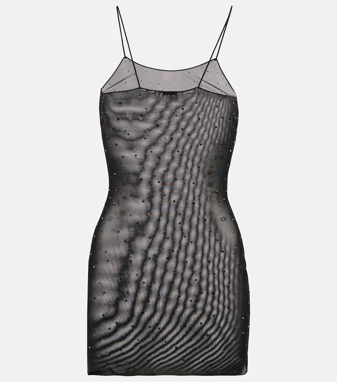 

Платье-комбинация из сетки, украшенное драгоценными камнями Oséree, Black Multicolor