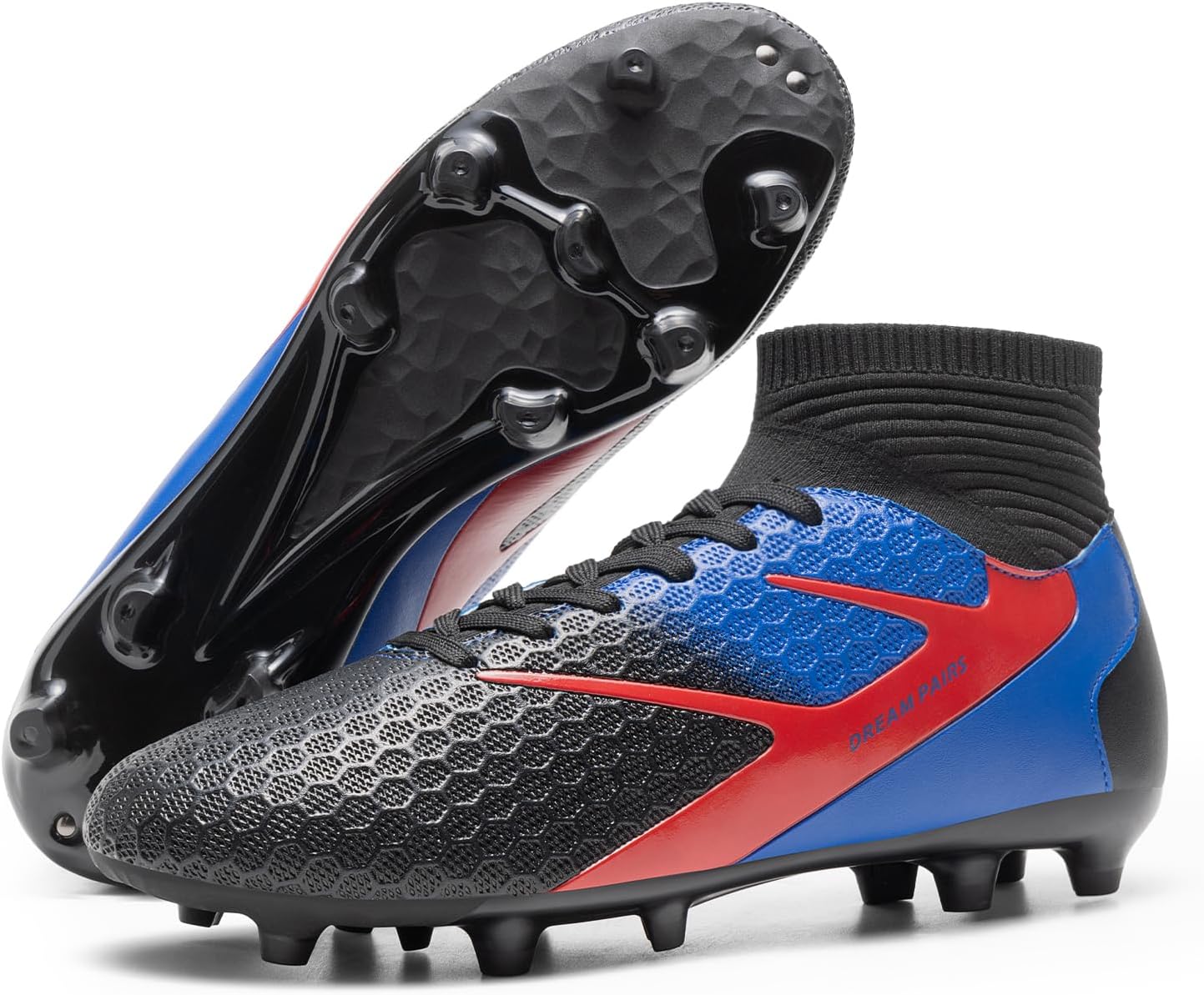 

Мужские футбольные бутсы DREAM PAIRS с высоким верхом и шнуровкой, легкие профессиональные спортивные футбольные кроссовки для тренировок, черный/синий