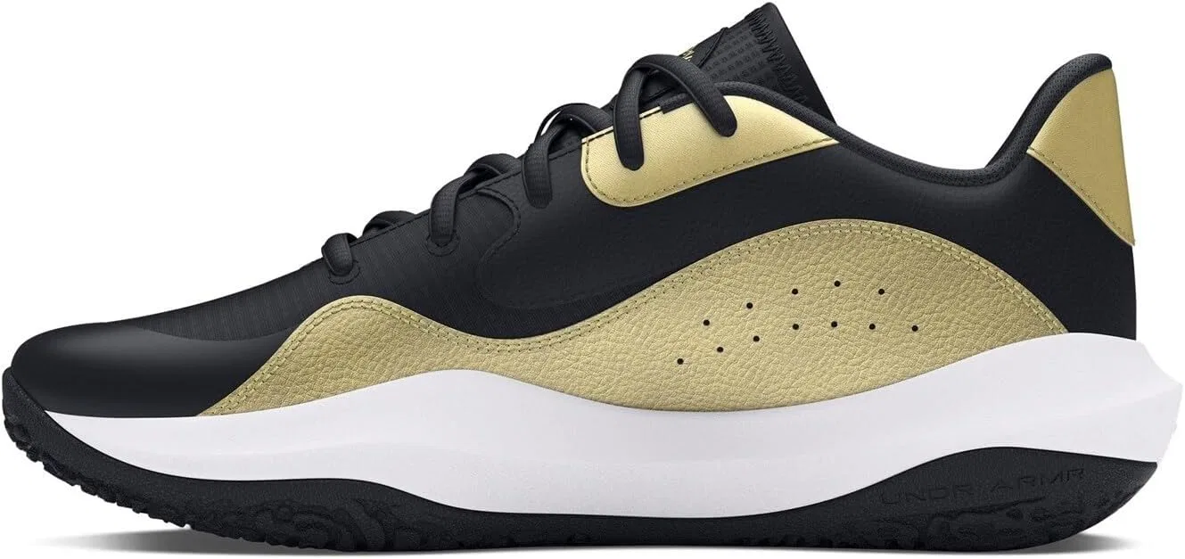 Баскетбольные кроссовки Under Armour Unisex UA Lockdown 7 Low, черные с золотистым металлическим блеском, размер 44 EU — фото 2
