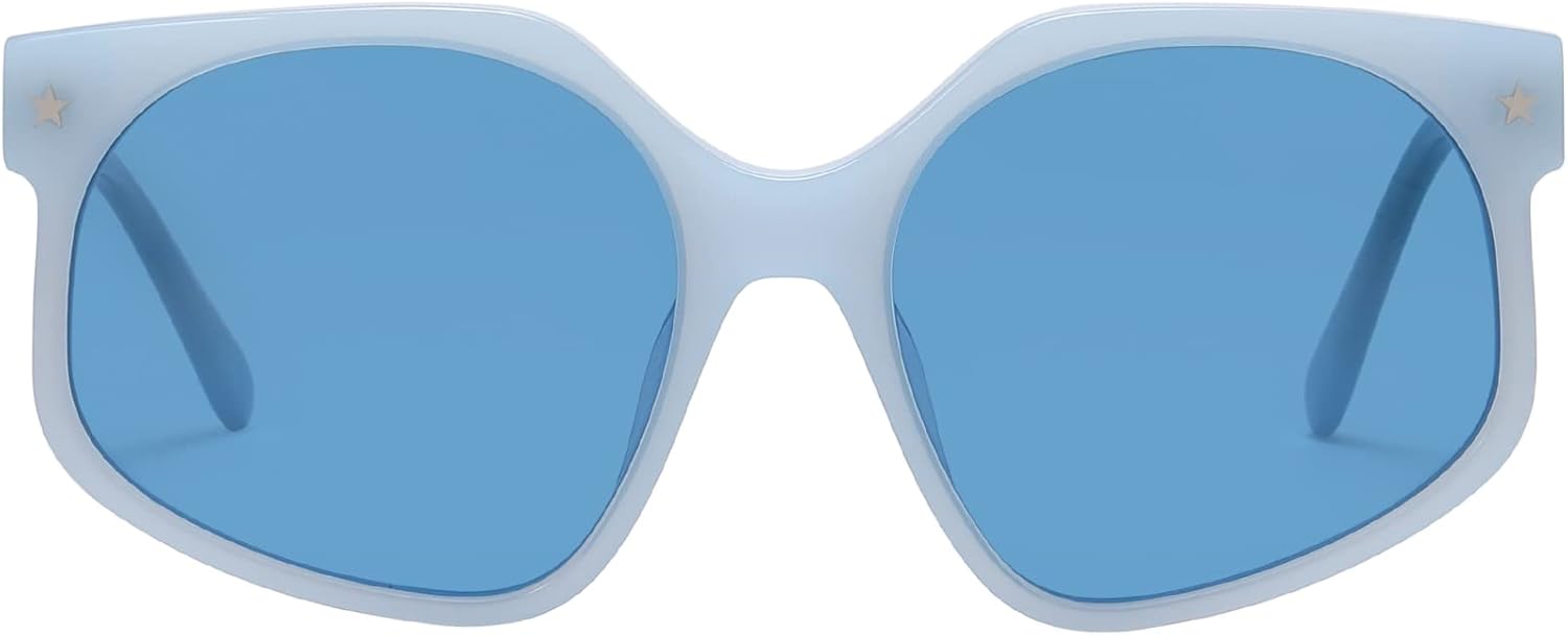 

Солнцезащитные очки DUCO Retro Oversized Hexagonal Polarized Sunglasses for Women Men Trendy Shades UV400 Protection Designer Sun Glasses DC1108, Shine Blue Frame Blue Lens