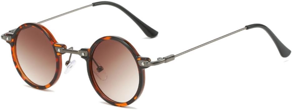 

Ретро-стимпанк, маленькие круглые мужские хип-хоп солнцезащитные очки, женские очки с прозрачными линзами цвета океана, защита от УФ-излучения UV400 MTZJH, Leopard Tea Gradient