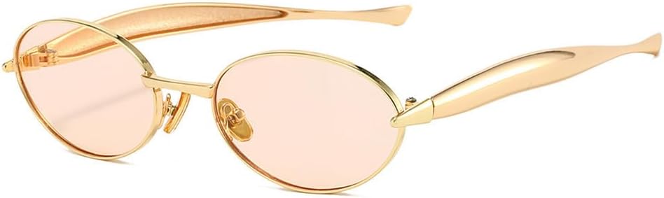 

Солнцезащитные очки UV400 с защитой от УФ-излучения, овальная маленькая оправа, металлический градиент, для женщин и мужчин, для бега и занятий спортом на открытом воздухе UYPTK, Golden Champagne