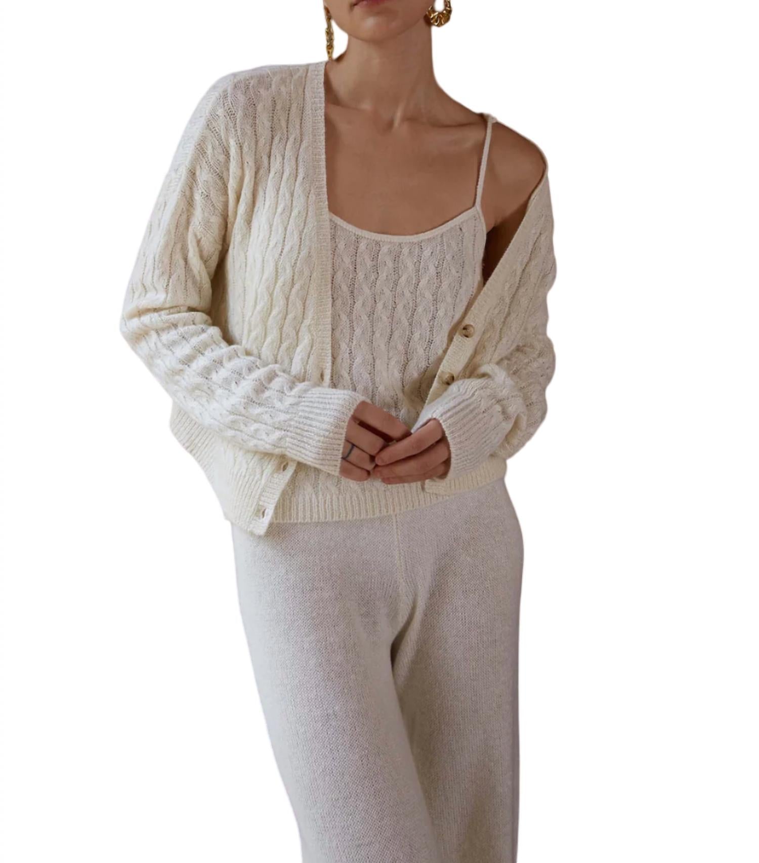 

Кардиган Tulip Cable Knit в цвете слоновой кости W. Cashmere