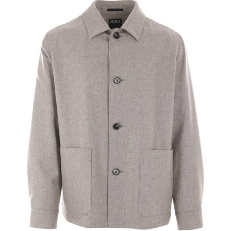 

Пуговичная длинная куртка Ermenegildo Zegna, средне-серый