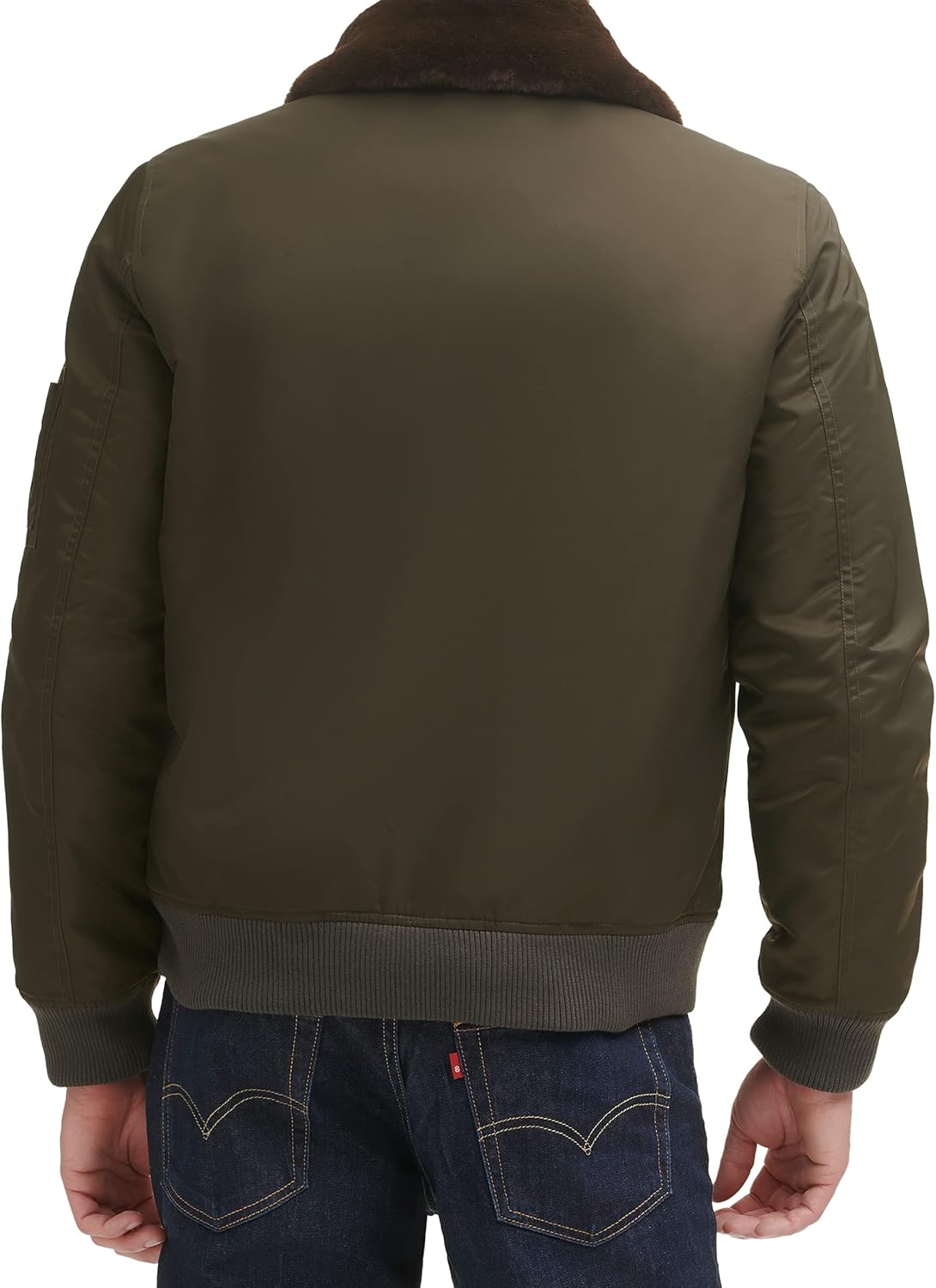 Мужская летная куртка Levi's Ma-1, Army Green/Faux Fur Collar — фото 2