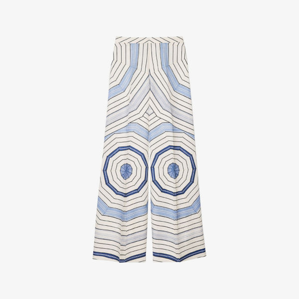 

Spiral-Pattern wide-leg woven trousers Sandro, синий