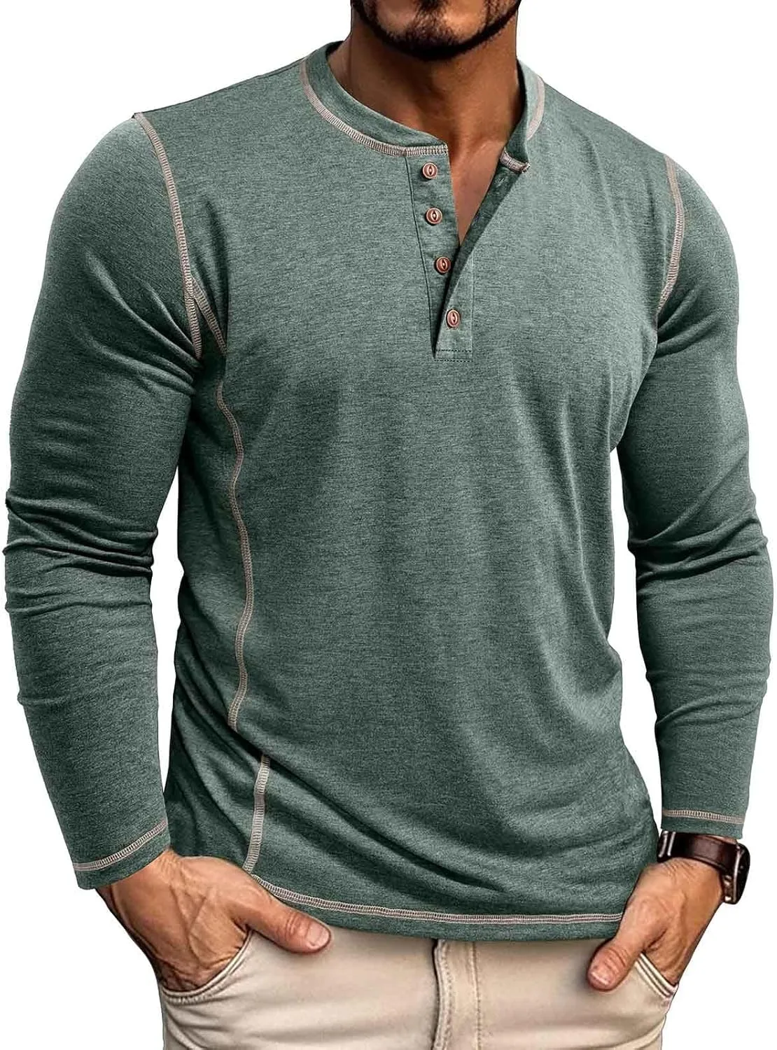 

Мужская футболка Henley Slim Fit с длинным рукавом Uillui