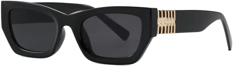 

Стильные прямоугольные солнцезащитные очки «кошачий глаз» для женщин — модная крупная оправа с декоративными элементами, защита от УФ-излучения ENSARJOE, Black