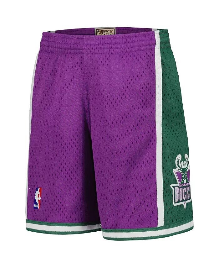 Большие мальчики и девочки Фиолетовые шорты Milwaukee Bucks Hardwood Classics Swingman Mitchell & Ness — фото 2