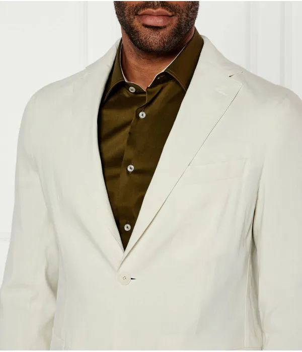 Элегантный льняной жакет p-hanry-flaps-wg-252 Slim fit Boss, белый — фото 4