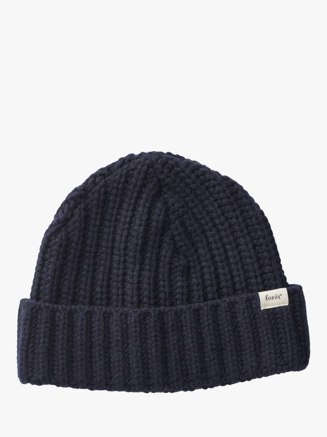 

Объемная шапка-бини из шерстяной рубчатой вязки forét, Navy