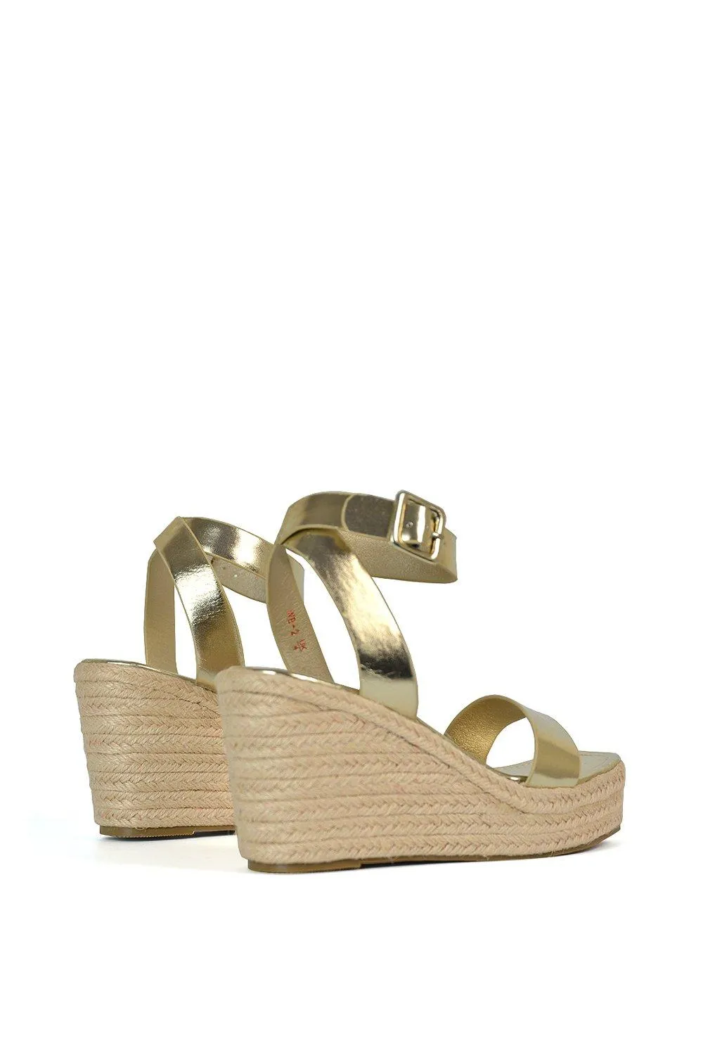 Босоножки 'Linda' на плетеной танкетке на платформе с ремешками XY London, цвет metallic gold — фото 4