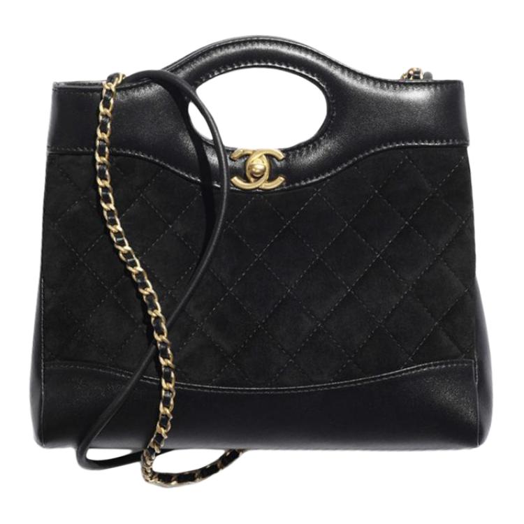 CHANEL Золотая металлическая сумка-шоппер из замши — фото 3