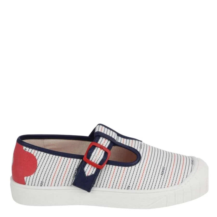 Кроссовки Kenzo Girls из канвы с полосатым принтом, слоновая кость