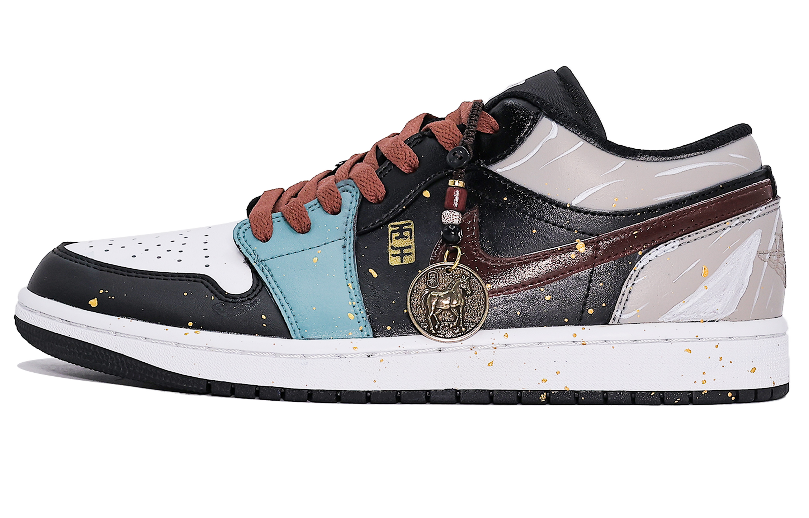 

Jordan Кроссовки Air 1 Slip Resistant Abrasion Resistant Low top Vintage для мужчин, черные