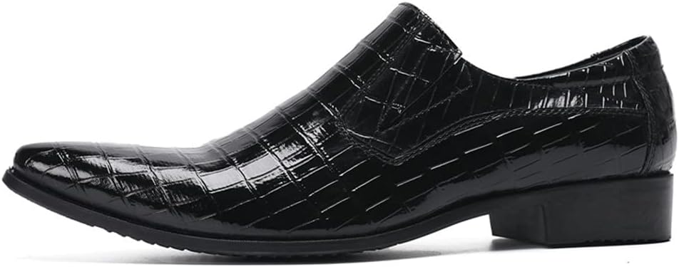 Мокасины Santimon Mens Slip On - Дресс-обувь из натуральной кожи с подкладкой, с потемневшей клетчатой отделкой, повседневные для вечеринок, бизнеса и свадеб, черный — фото 3