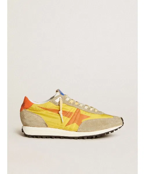 Мужские кроссовки Golden Goose Marathon с оранжевой звездой жёлтые
