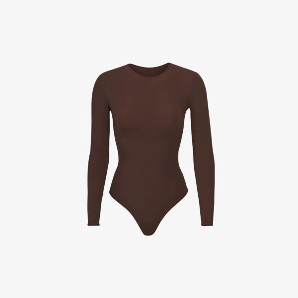 

Подходит всем Боди из эластичной ткани с длинными рукавами Skims, цвет cocoa