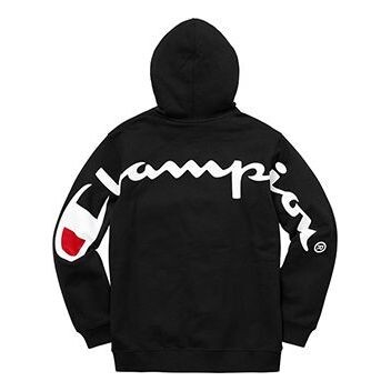 

Толстовка x champion hooded sweatshirt 'black white' Supreme, черный