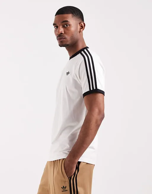 Белая футболка с тремя полосками adidas Originals — фото 4