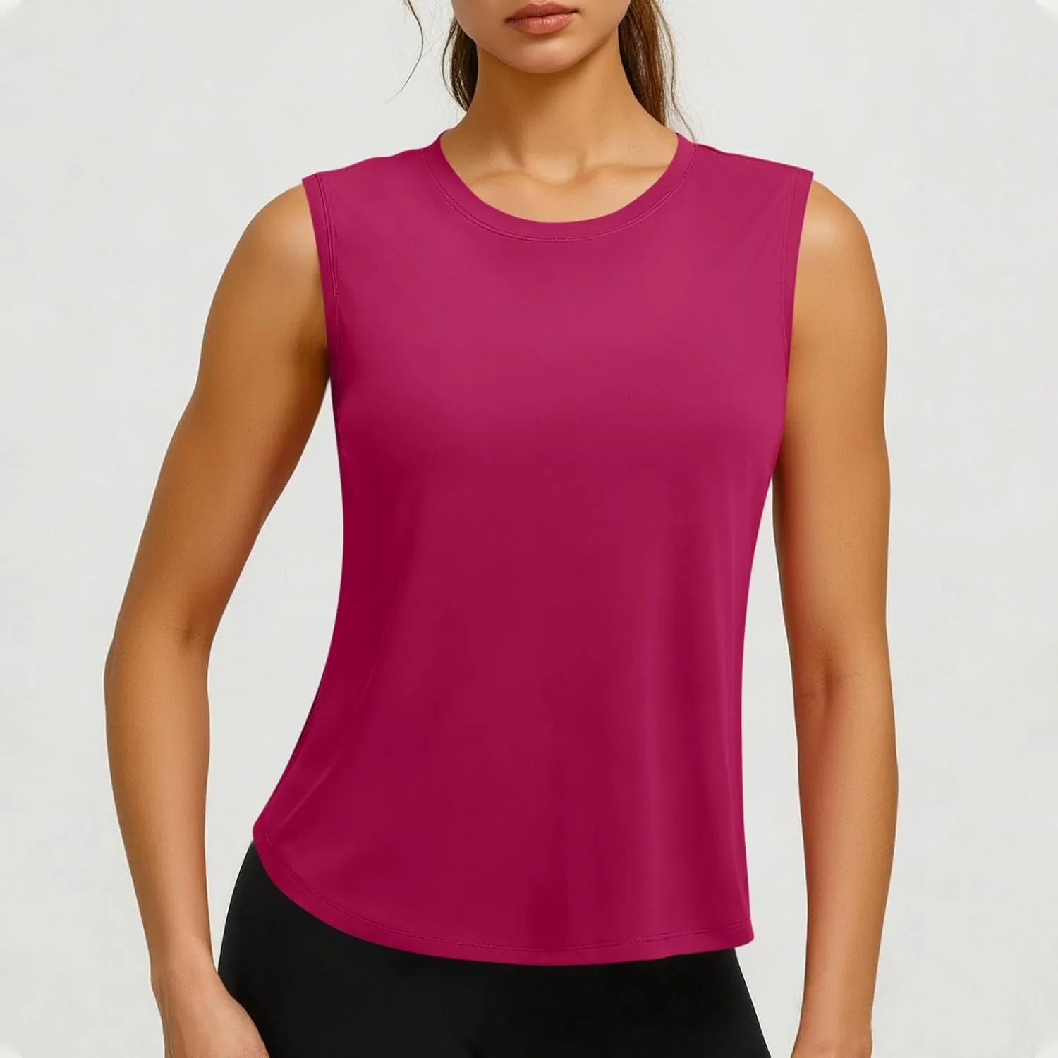 Женский топ для тренировок, свободный, без рукавов, Hot Pink — фото 2