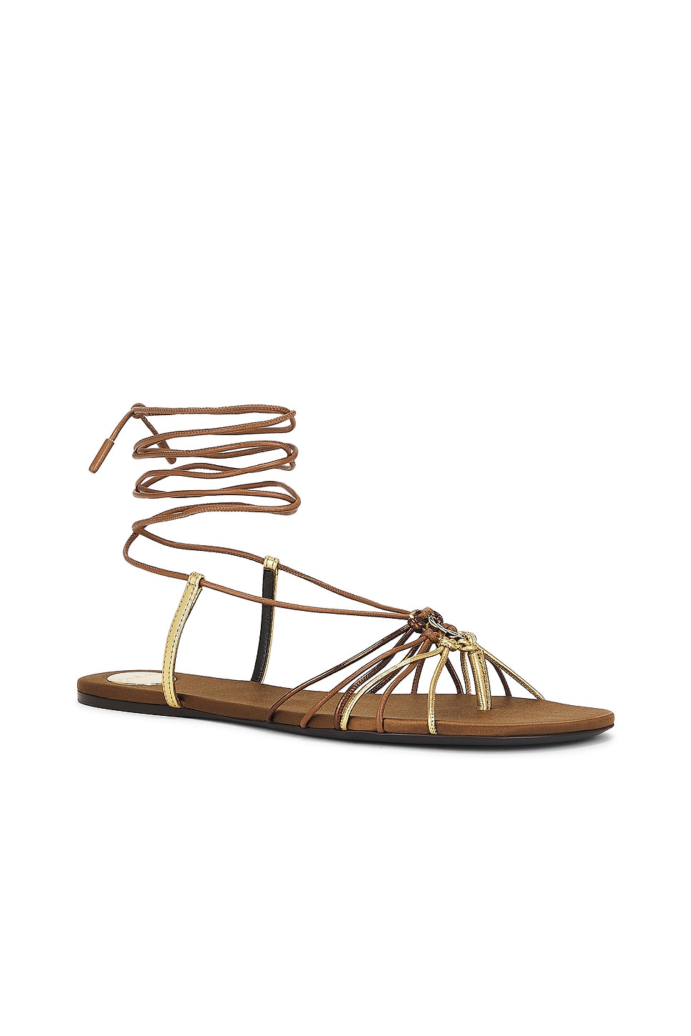 Босоножки Bridget Flat Saint Laurent, Dark Macadamia & Metal — фото 2