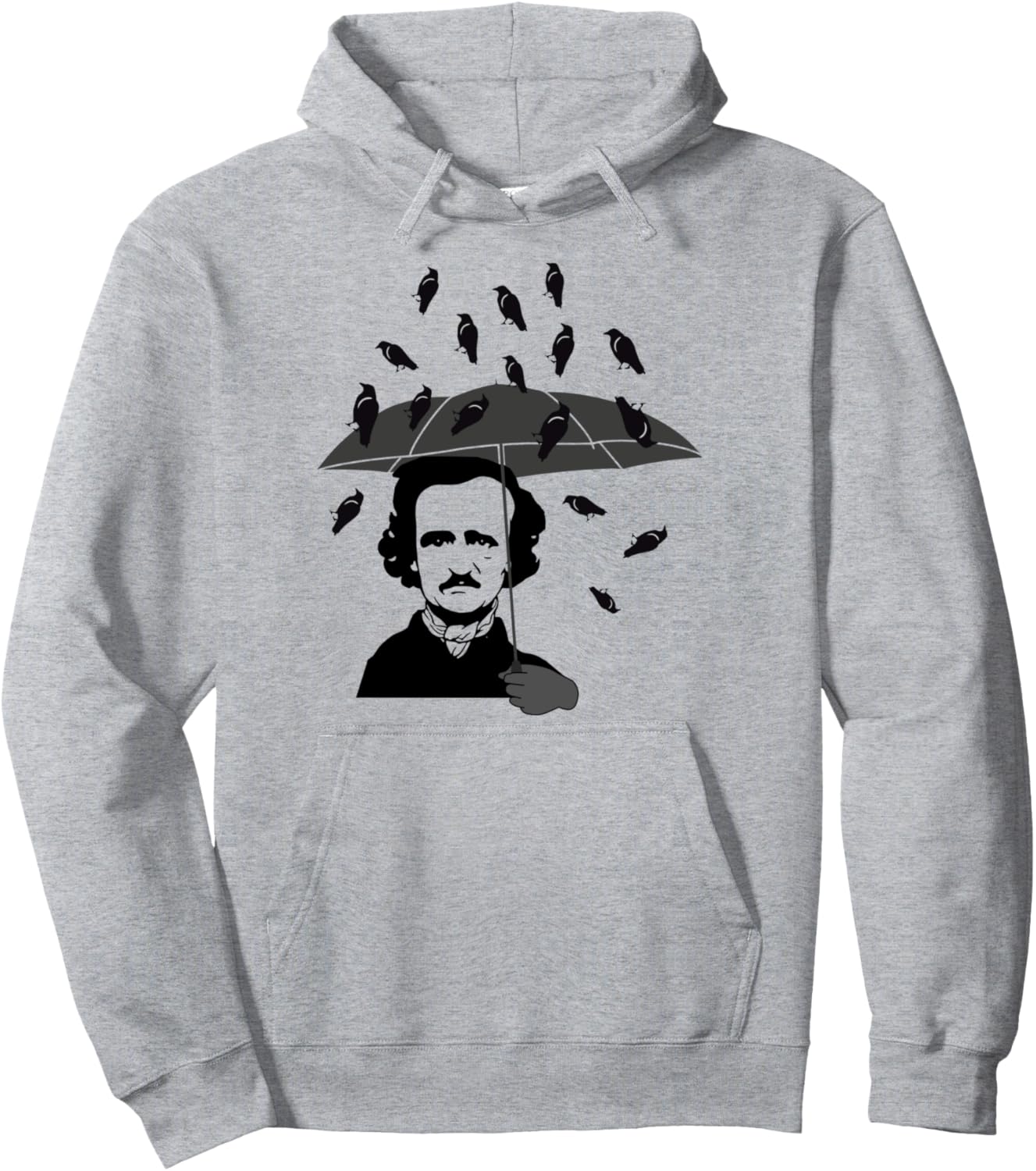 

Толстовка с капюшоном из шерсти Edgar Allan Paw Umbrella Rain Edgar Allan Poe Designs, серый