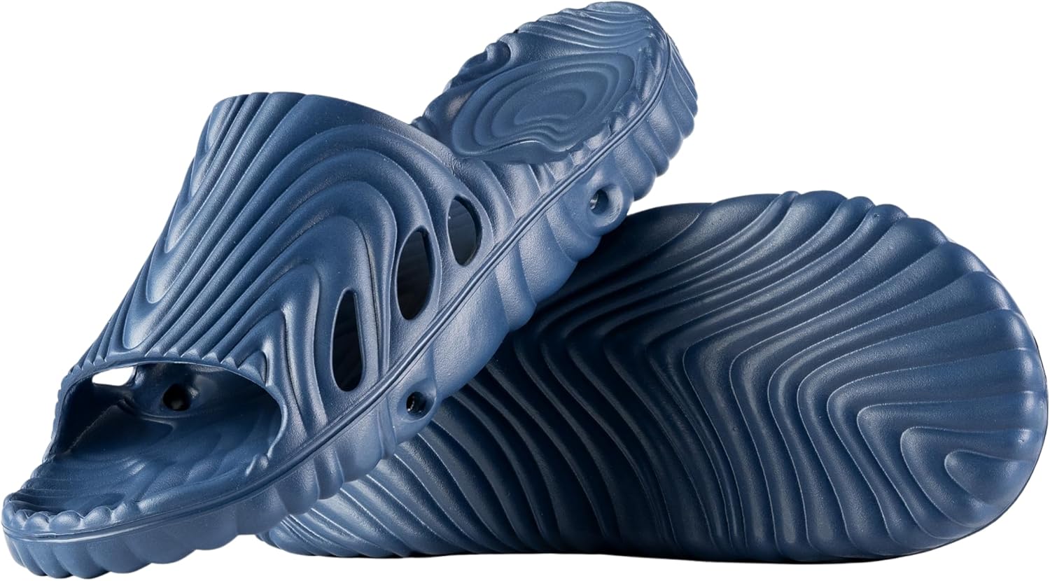 

Душевые тапочки для мужчин и женщин с противоскользящей подошвой, боковыми дренажными отверстиями и поддержкой свода стопы, для спортзала, бассейна, пляжа, общежития Shower Shoez, темно-синий