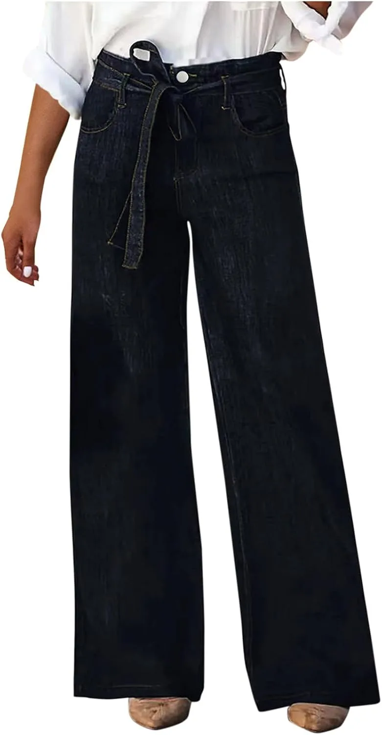 

Джинсы для женщин с поясом Low Rise Baggy Wide Leg Stretchy