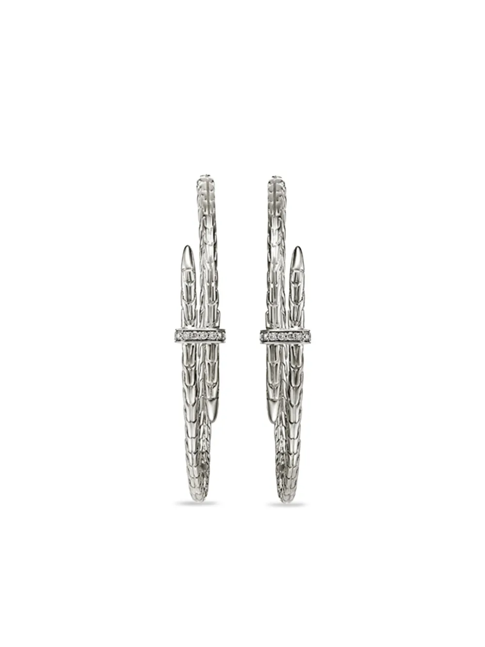 

Большие серьги-кольца с бриллиантами Spear из стерлингового серебра John Hardy, серебяный