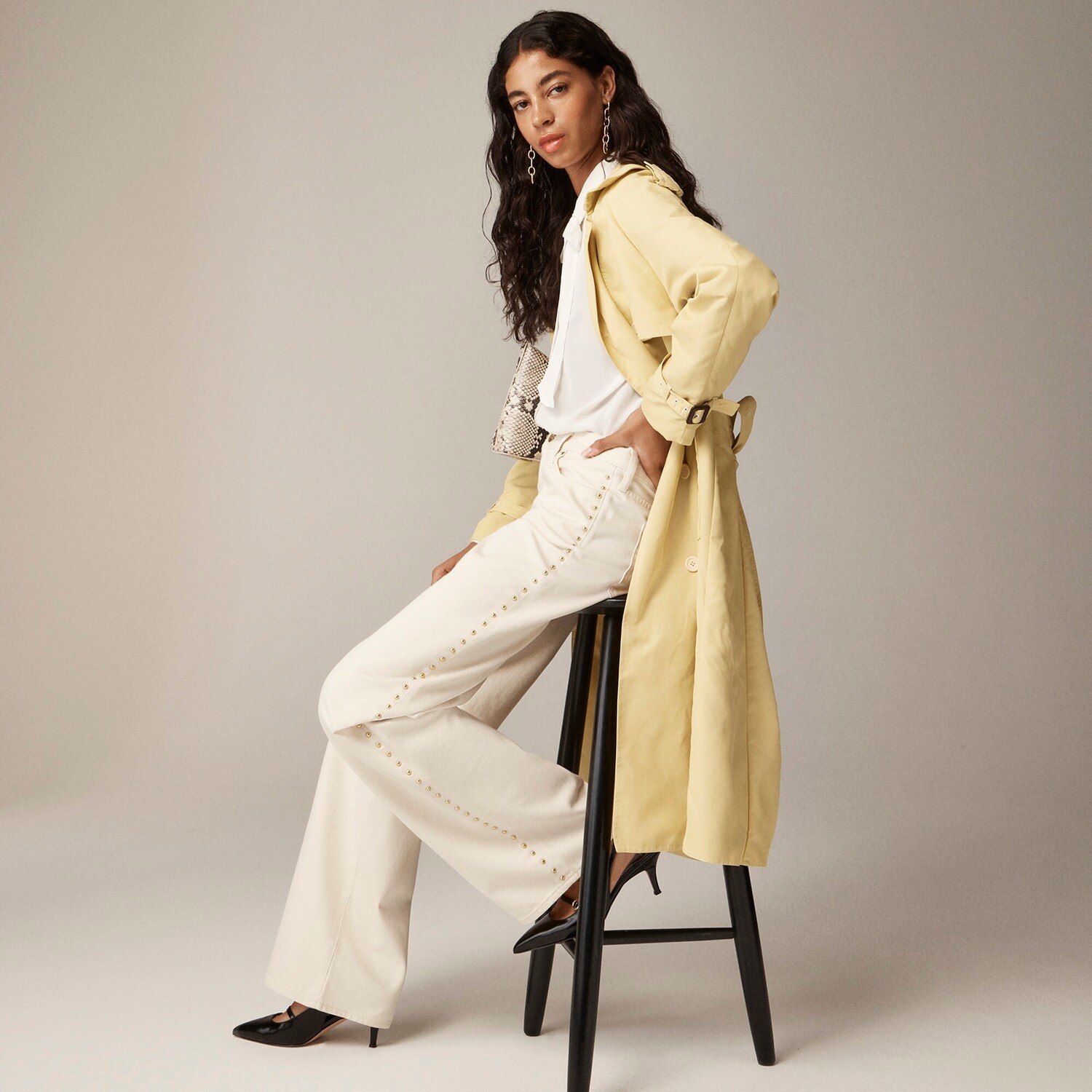 

Широкие джинсы с заниженной талией 1984 г. жесткие J.Crew, экрю