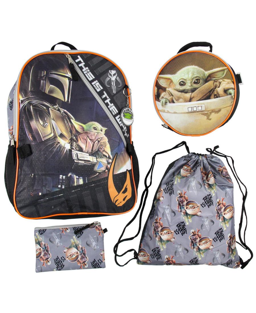 

Набор из 5 предметов: рюкзак и сумка для обеда "Мандалорец", малыш Йода, "Это путь", 16 дюймов Star Wars, Open Miscellaneous