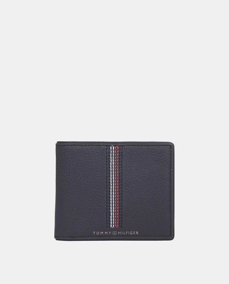 

Кожаный кошелек в полоску среднего размера Tommy Hilfiger, темно-синий