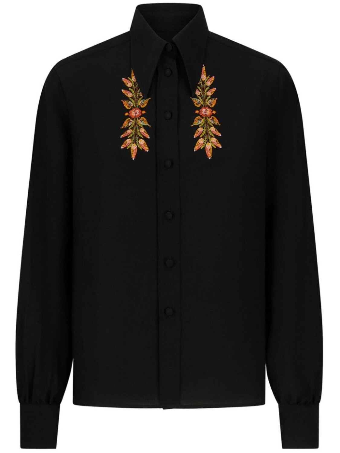

ETRO шелковая рубашка с вышивкой, черный