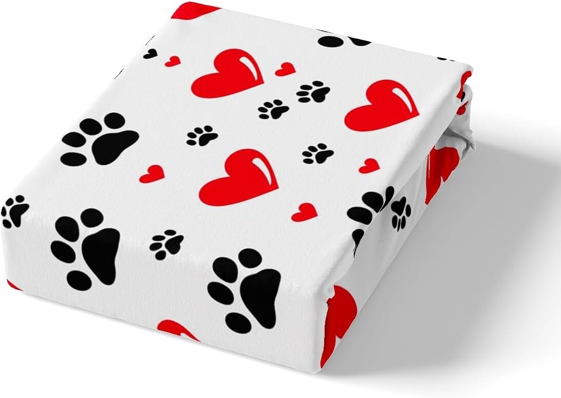 

Комплект простыней Feelyou с принтами лап собаки King Size, Black Red