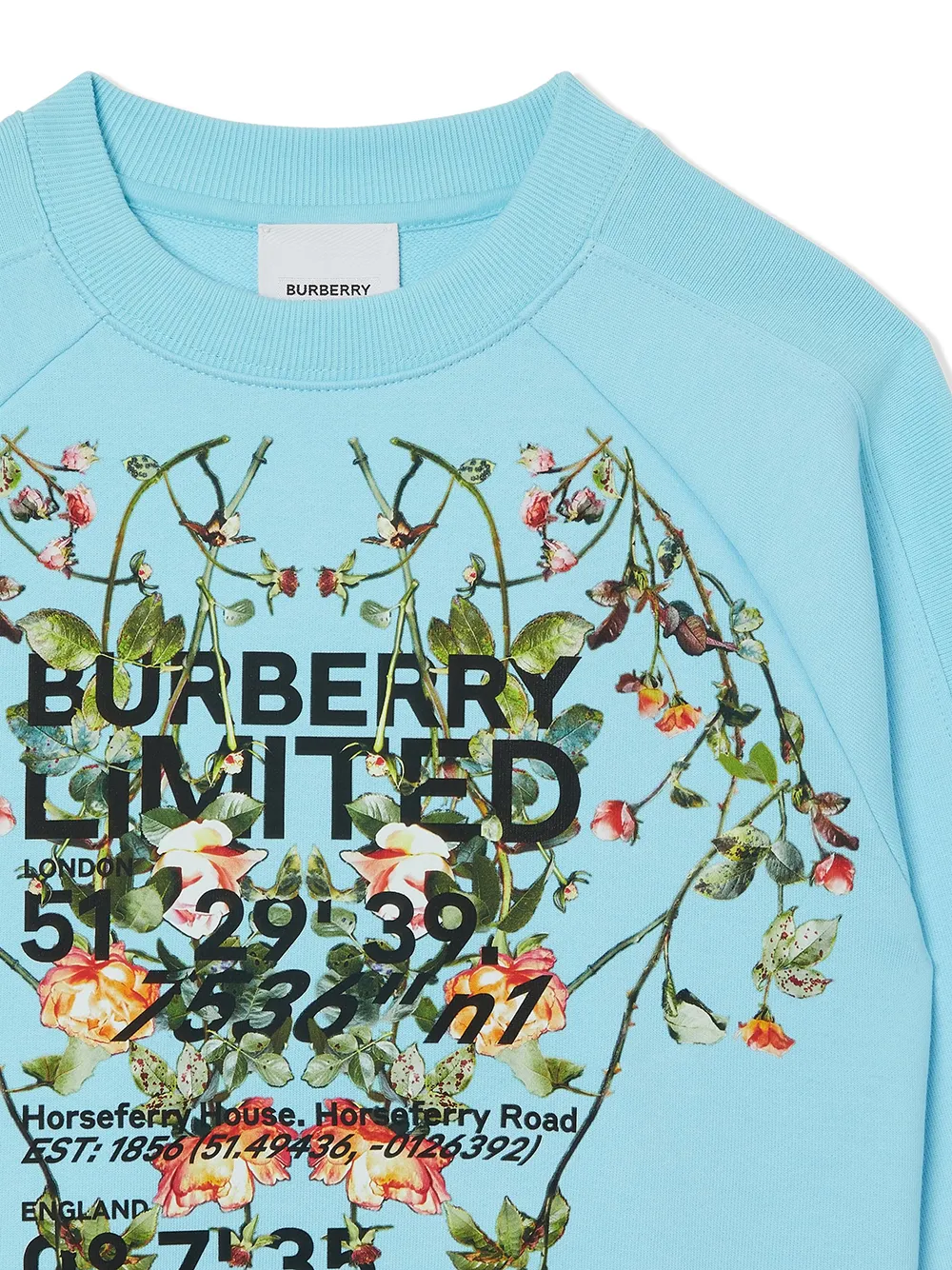 Толстовка с принтом Montage и круглым вырезом BURBERRY KIDS, синий — фото 4